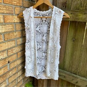 Vintage Bechamel White Crochet Cardigan
